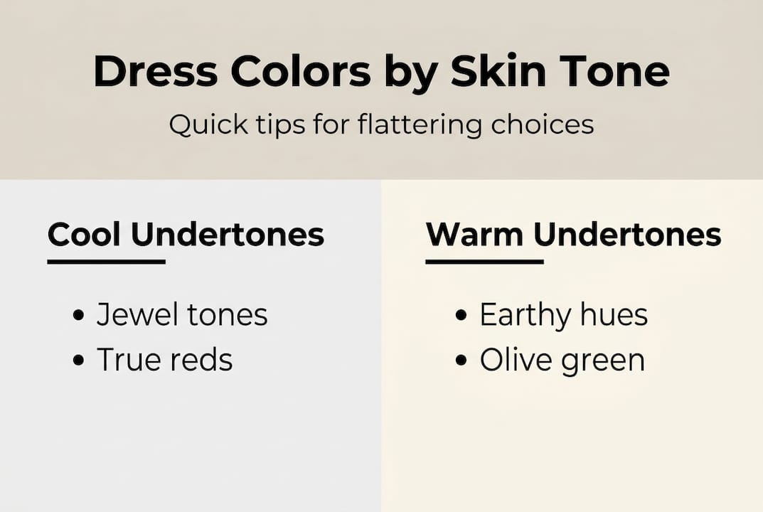 Infographic showing best dress colors by skin tone