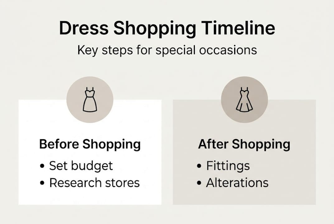 Infographic dress shopping timeline overview
