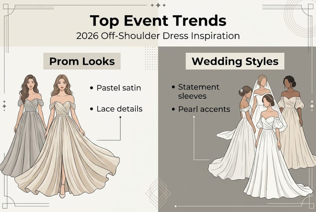 Infographic showing 2026 dress trends by event