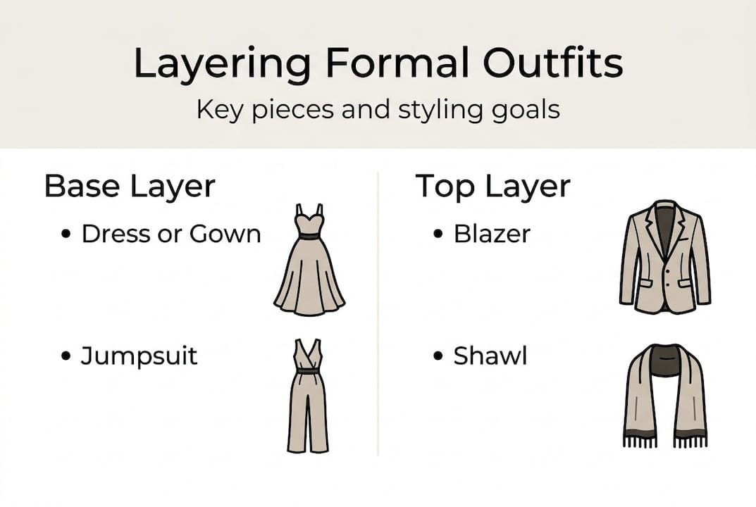 Infographic on formal outfit layering essentials