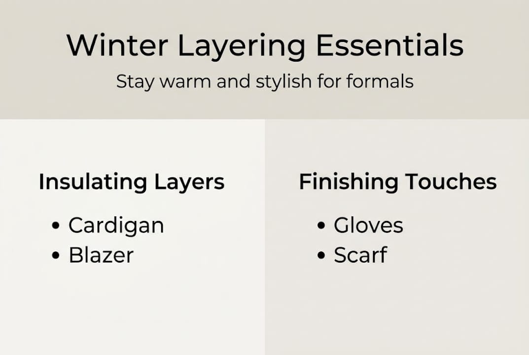 Infographic with essential winter layering items