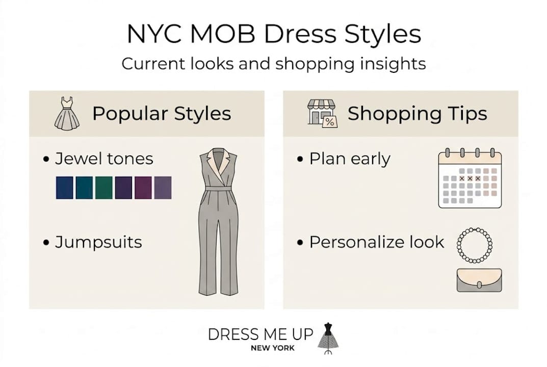 Infographic on NYC mother of the bride dress styles and tips