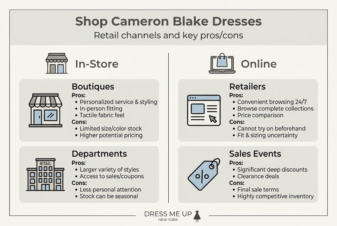 Infographic comparing in-store and online shopping options