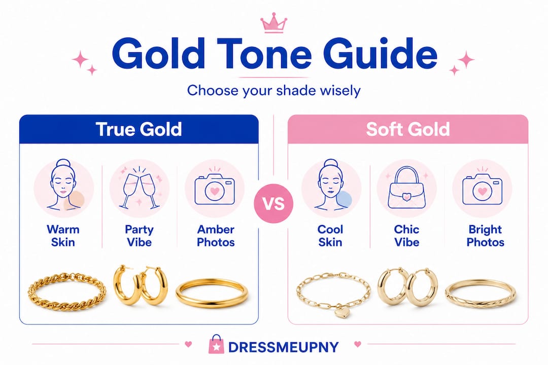 Split infographic compares gold dress tones