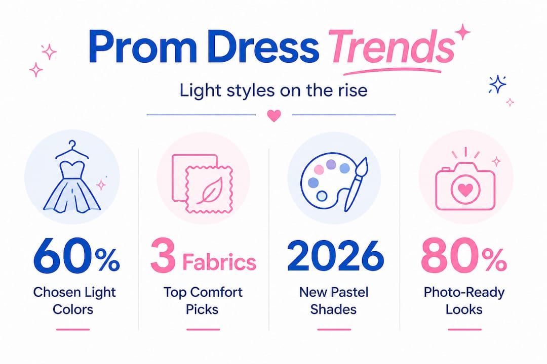 Infographic showing prom dress trends and statistics