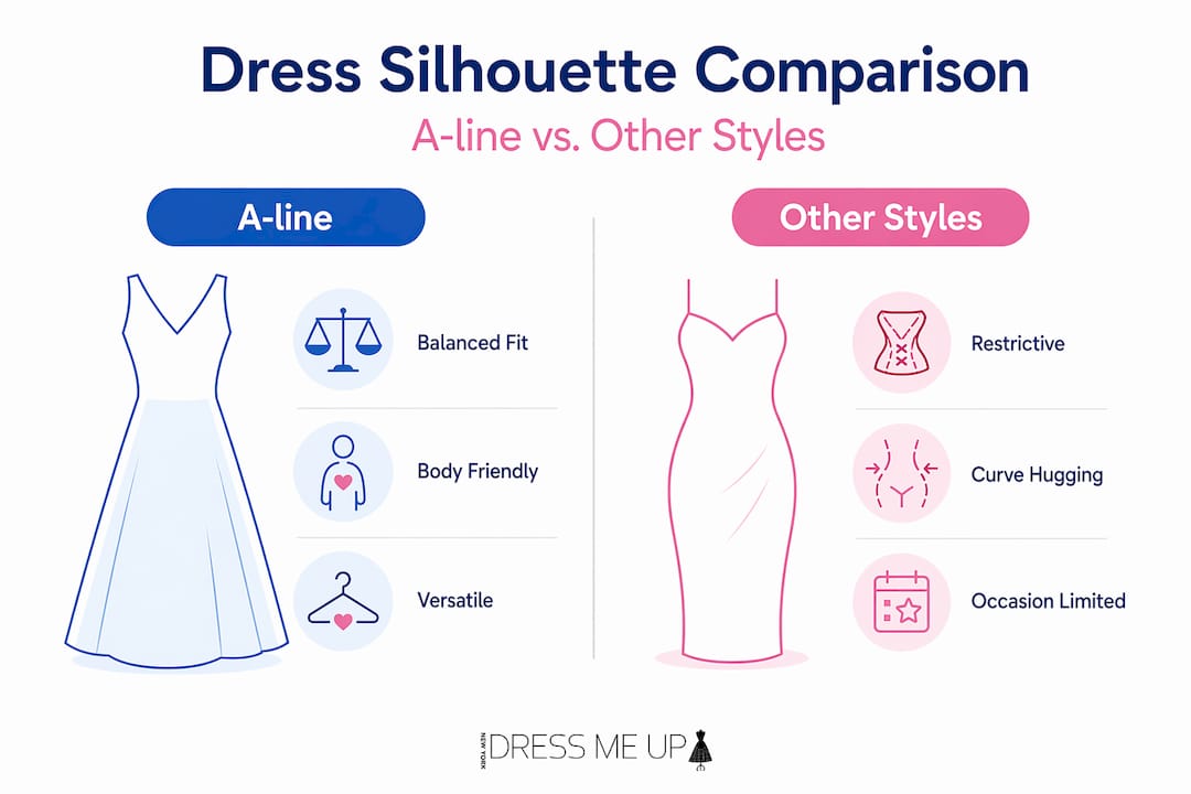 Infographic comparing A-line to other dress styles