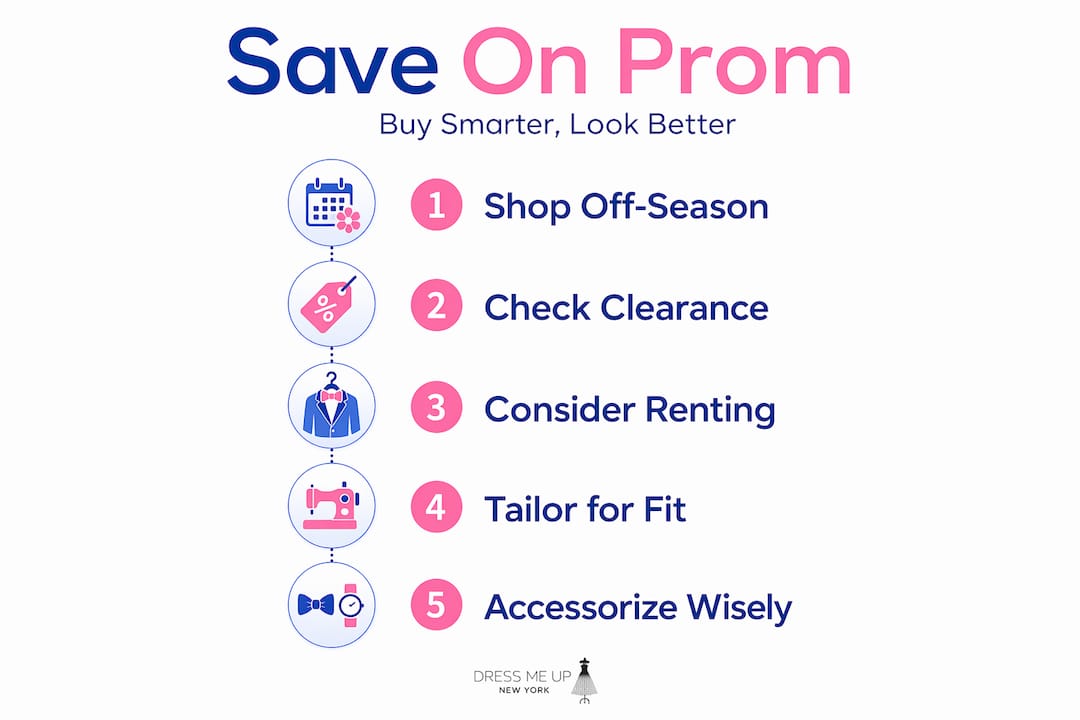Vertical flow infographic on saving money for prom
