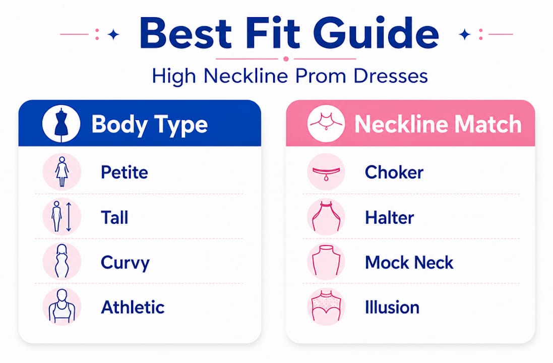 Infographic comparing body types and neckline matches