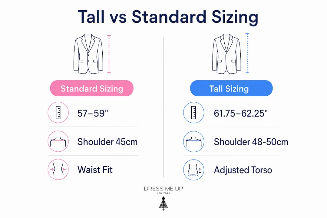 Infographic comparing tall and standard maxi dress sizing