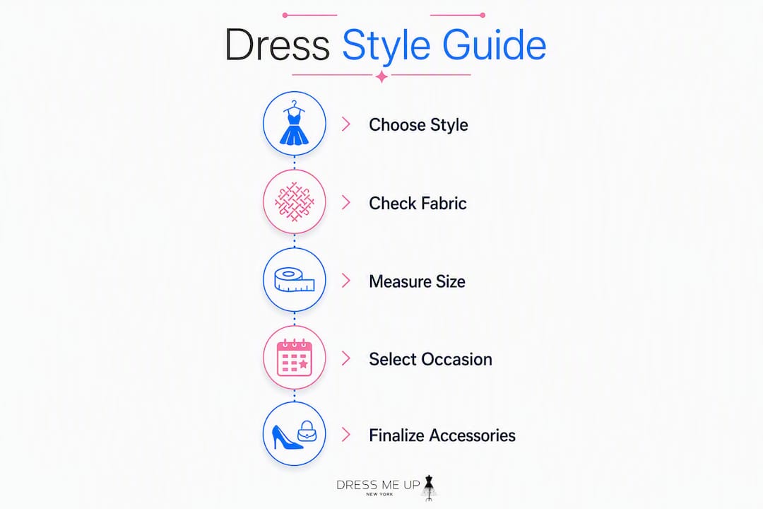 Infographic illustrating steps to choose off-shoulder bodycon dress
