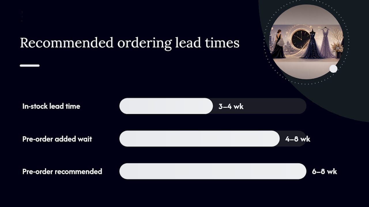 Winter gown ordering and alteration timeline