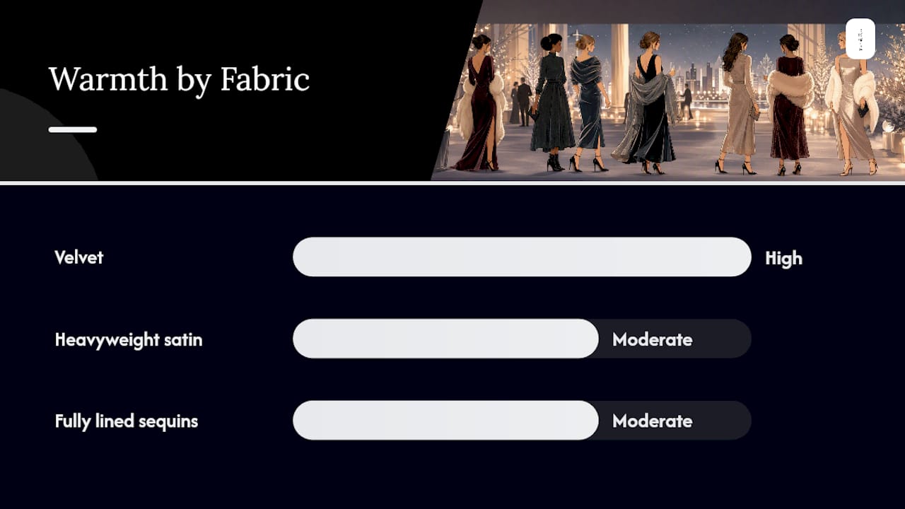 Comparison diagram of winter formal dress fabrics