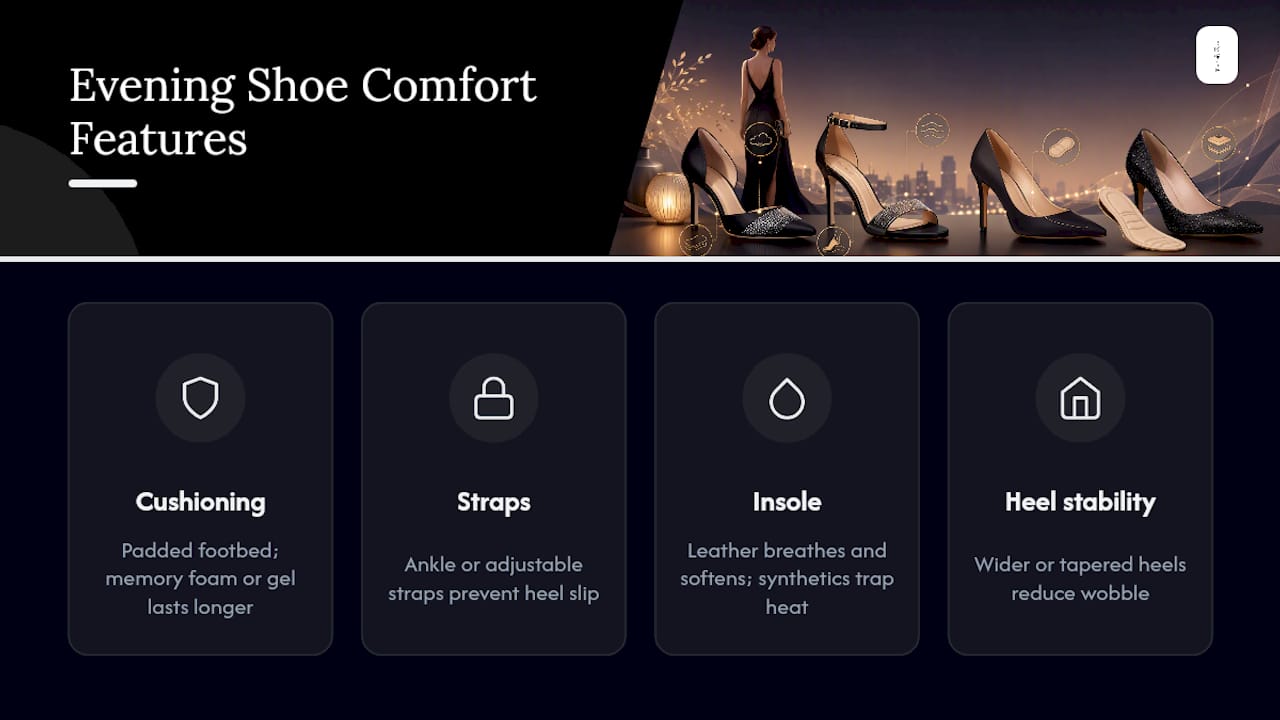 Diagram of four key shoe comfort features