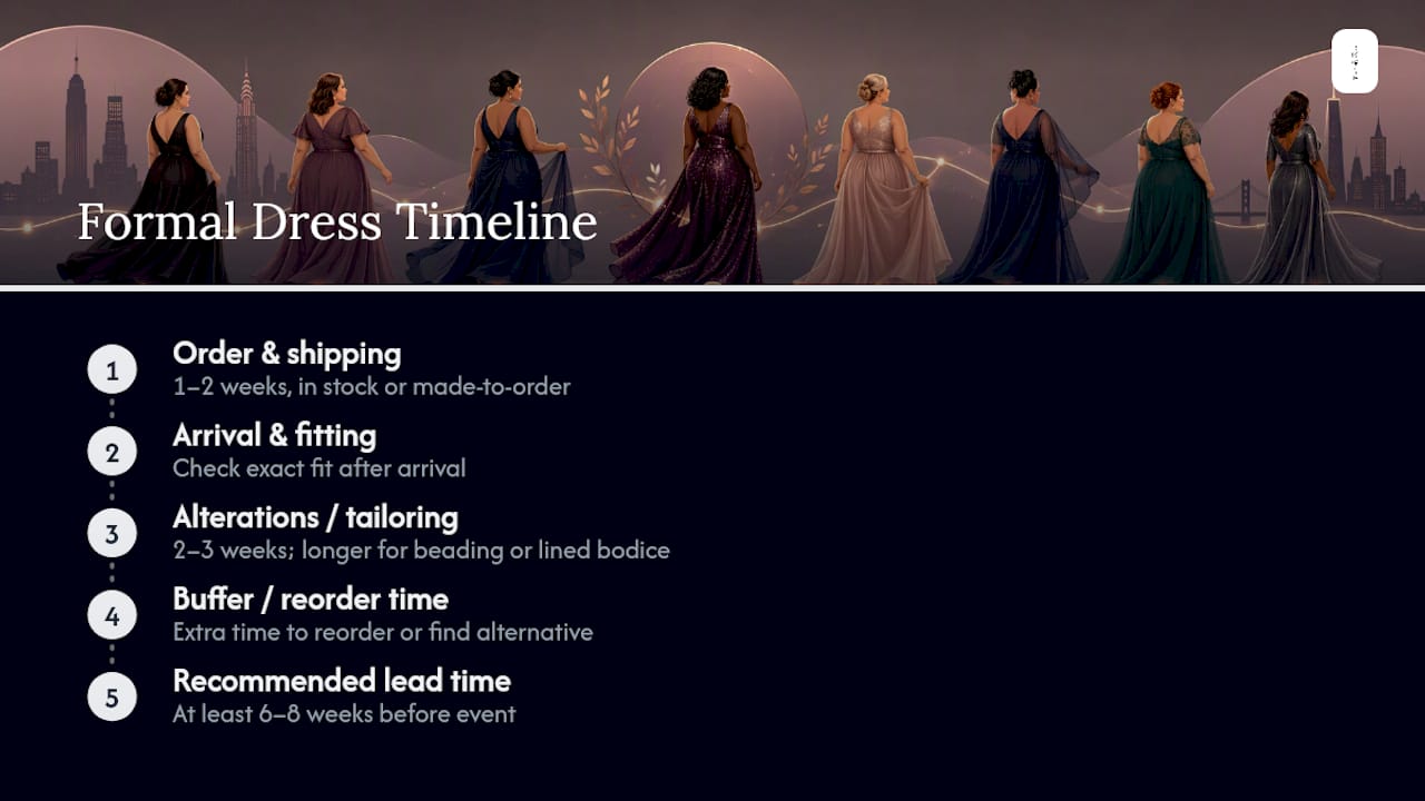 Formal dress ordering and tailoring timeline