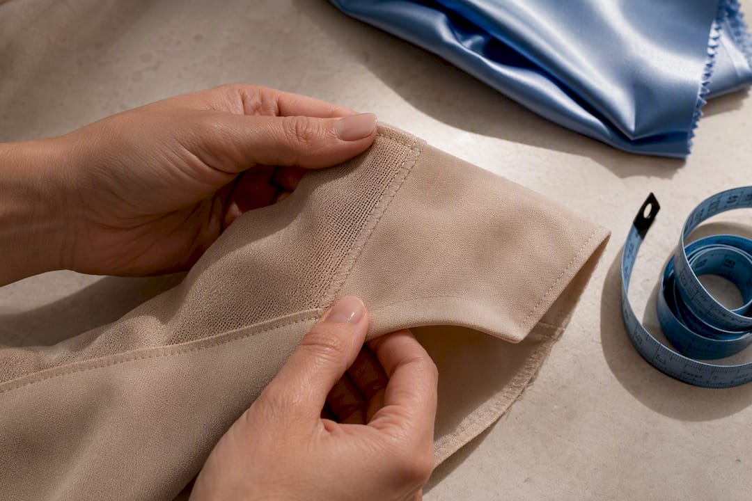 Close-up of breathable shapewear seam and fabric
