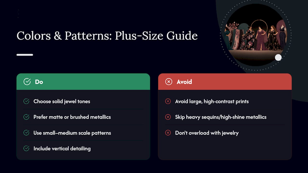 Which Colors and Patterns Work Best for Plus-Size Formal Wear? — overview diagram