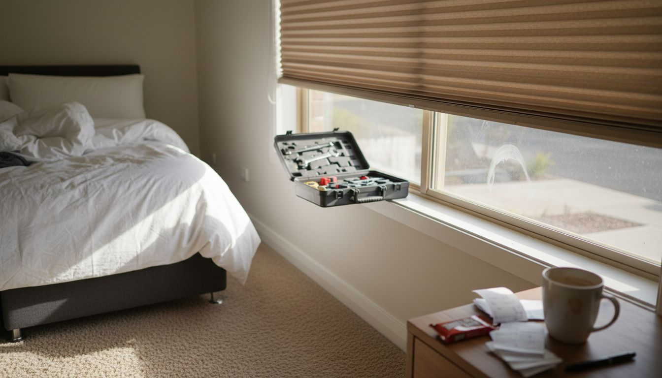 Honeycomb blockout blind detail with sunlight