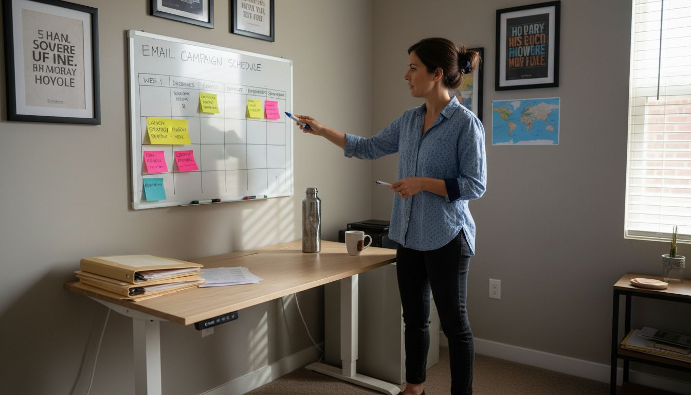 Manager planning segmented email campaigns