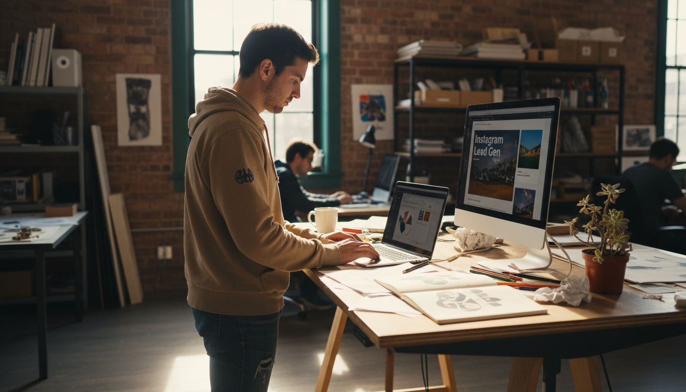 Designer editing social media ad creative