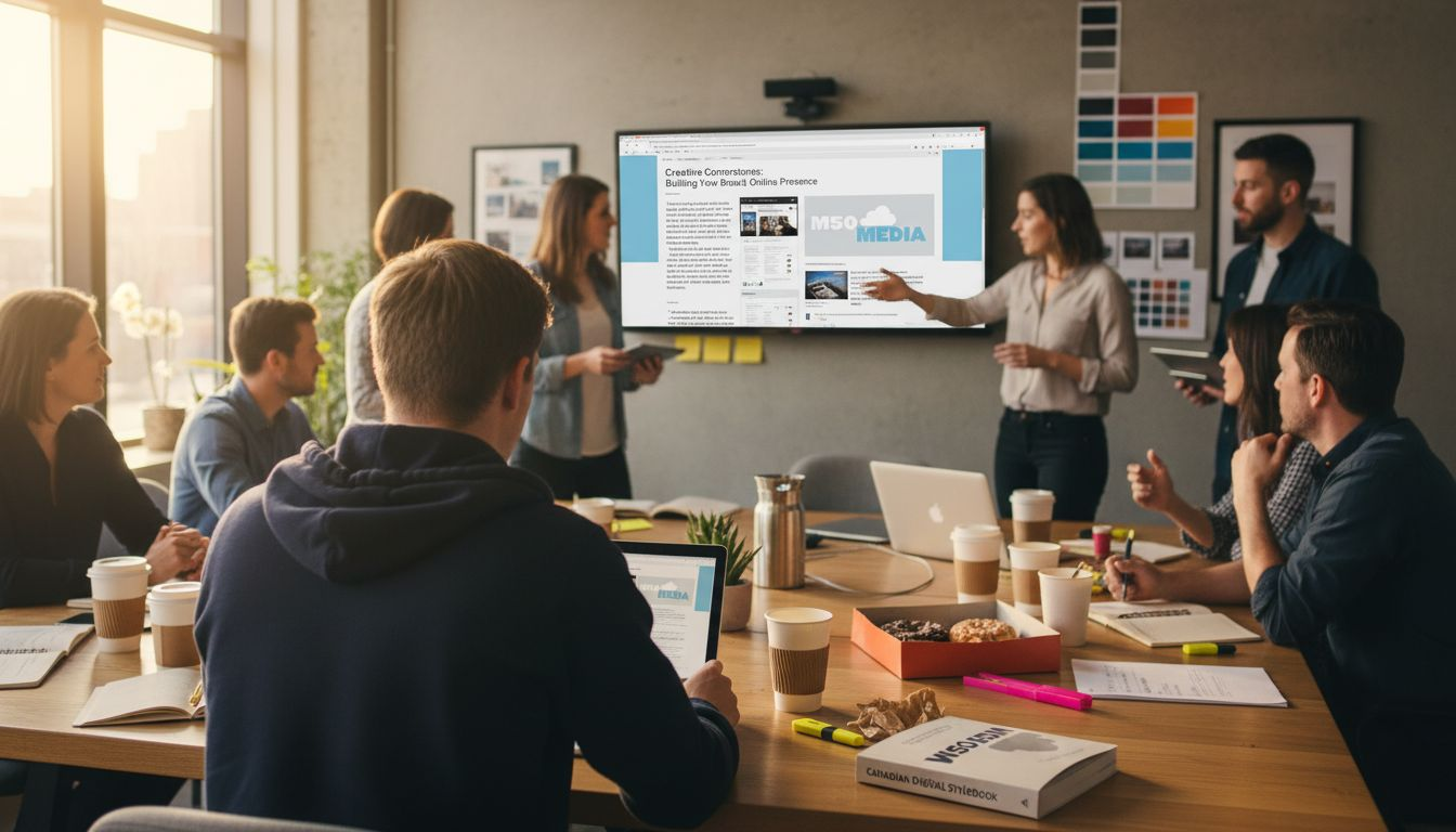 Team reviews brand blog visual style