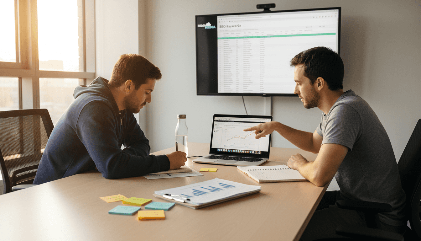 Team collaborating on ecommerce keyword research