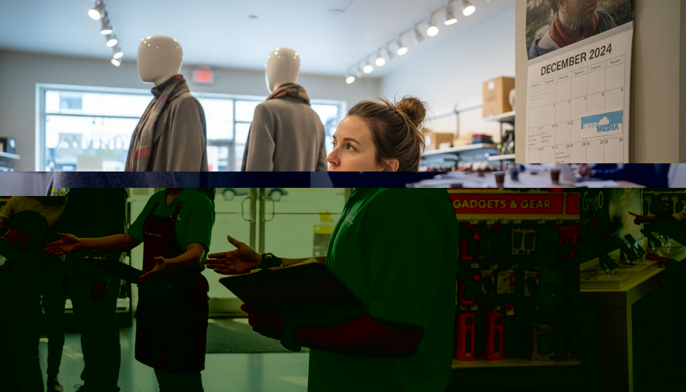 Retail staff helping customers in electronics store