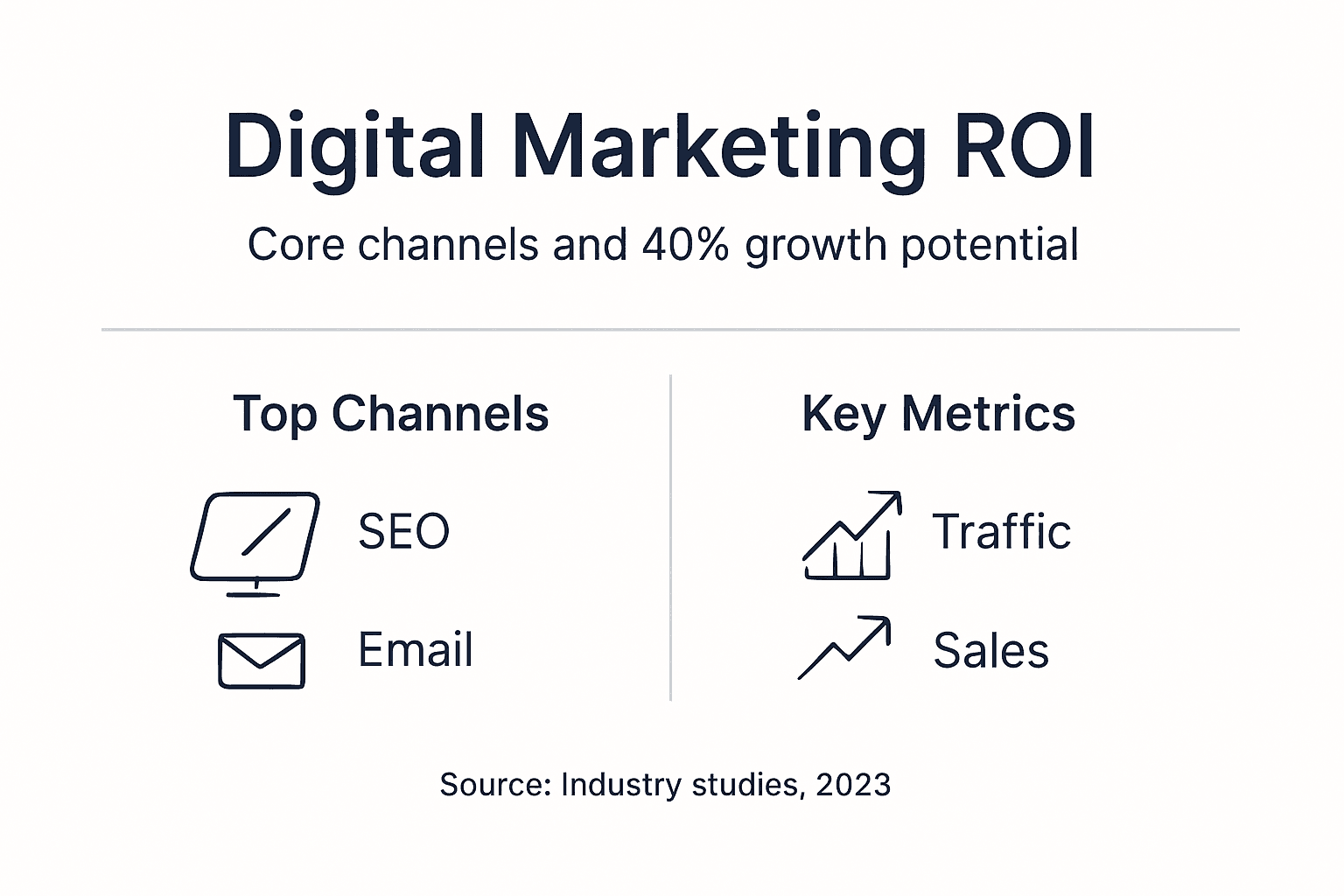 Infographic showing main digital marketing ROI factors