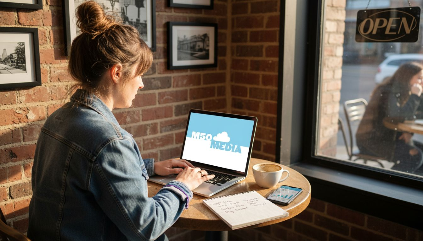 Small business owner working on marketing