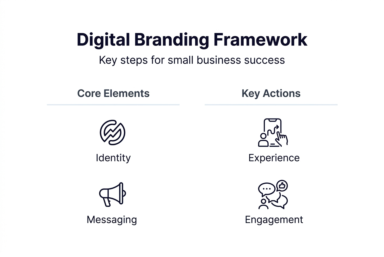 Infographic showing digital branding framework steps