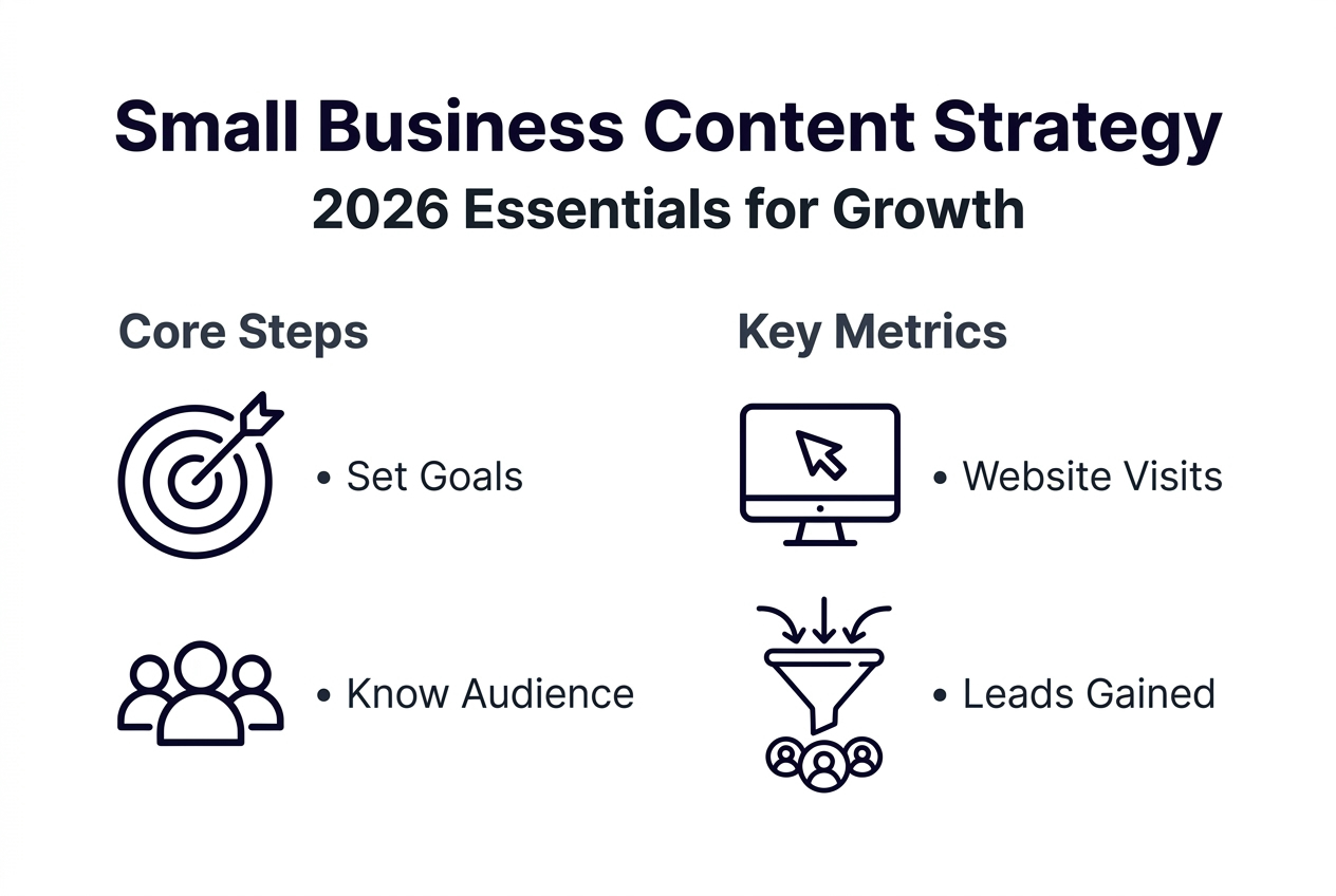 Infographic: key steps and metrics for content strategy