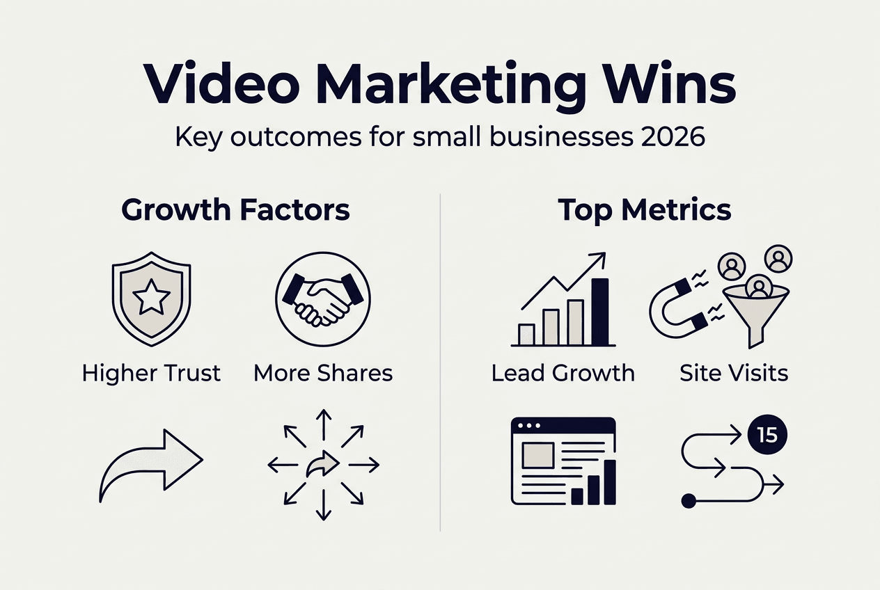 Infographic showing video content benefits and metrics