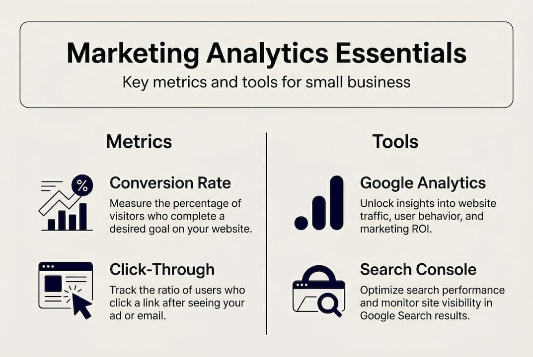 Infographic showing key marketing analytics essentials
