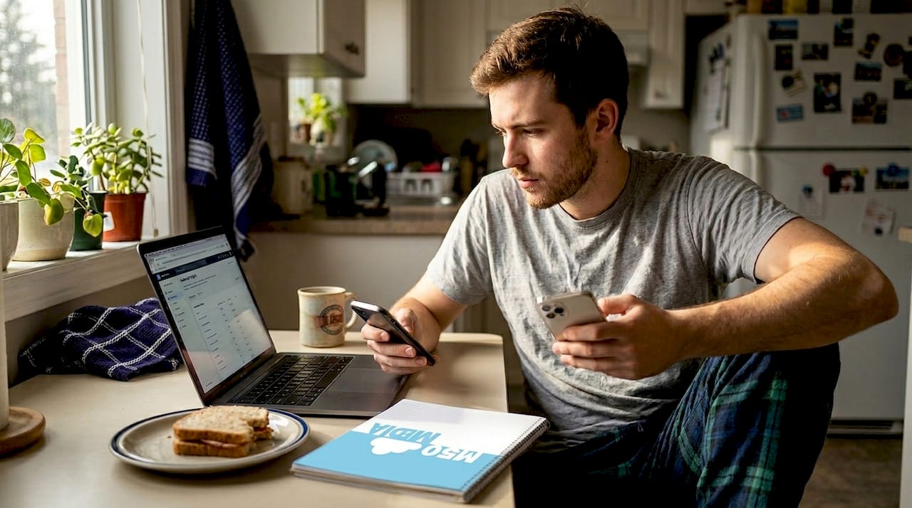 Person analyzing social media platform options