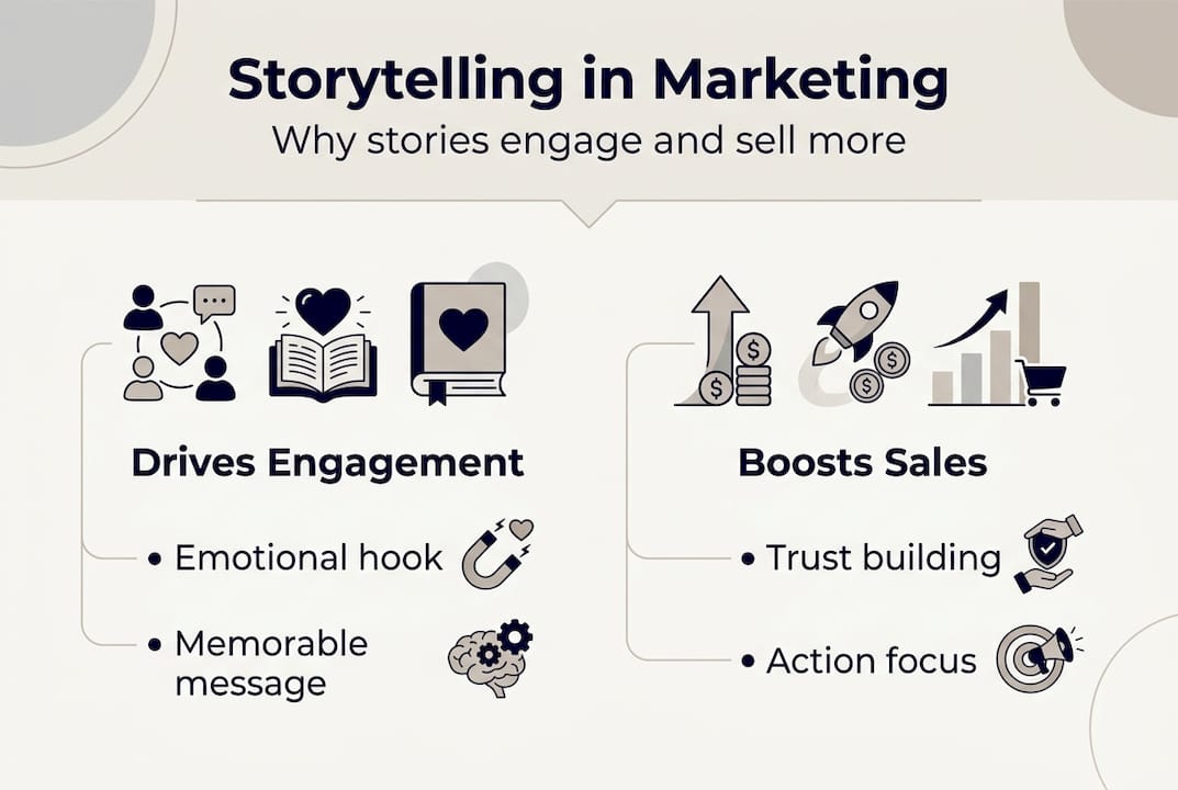 Infographic showing storytelling benefits in marketing