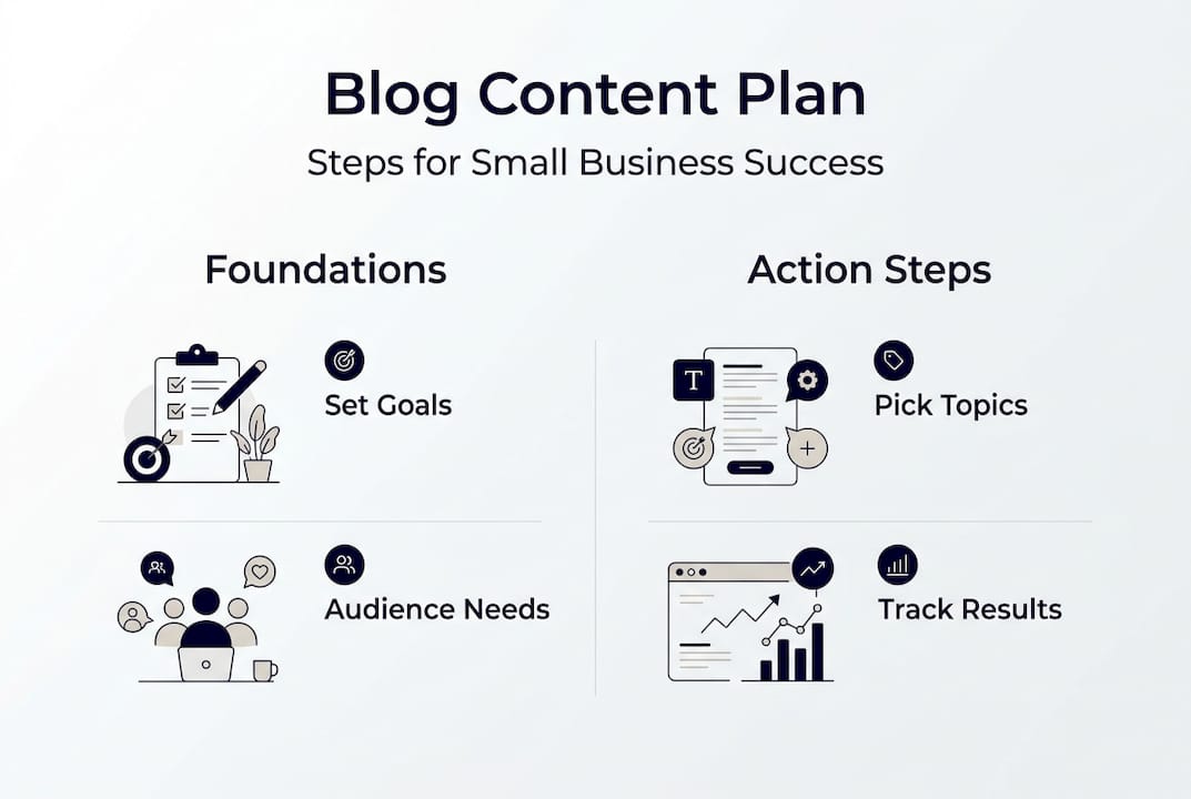Infographic showing blog planning steps for small businesses