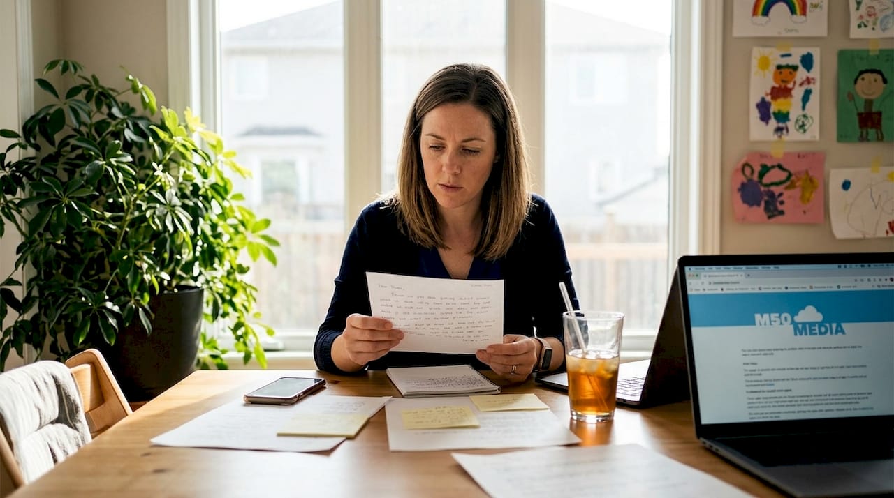 Small business owner planning blog content