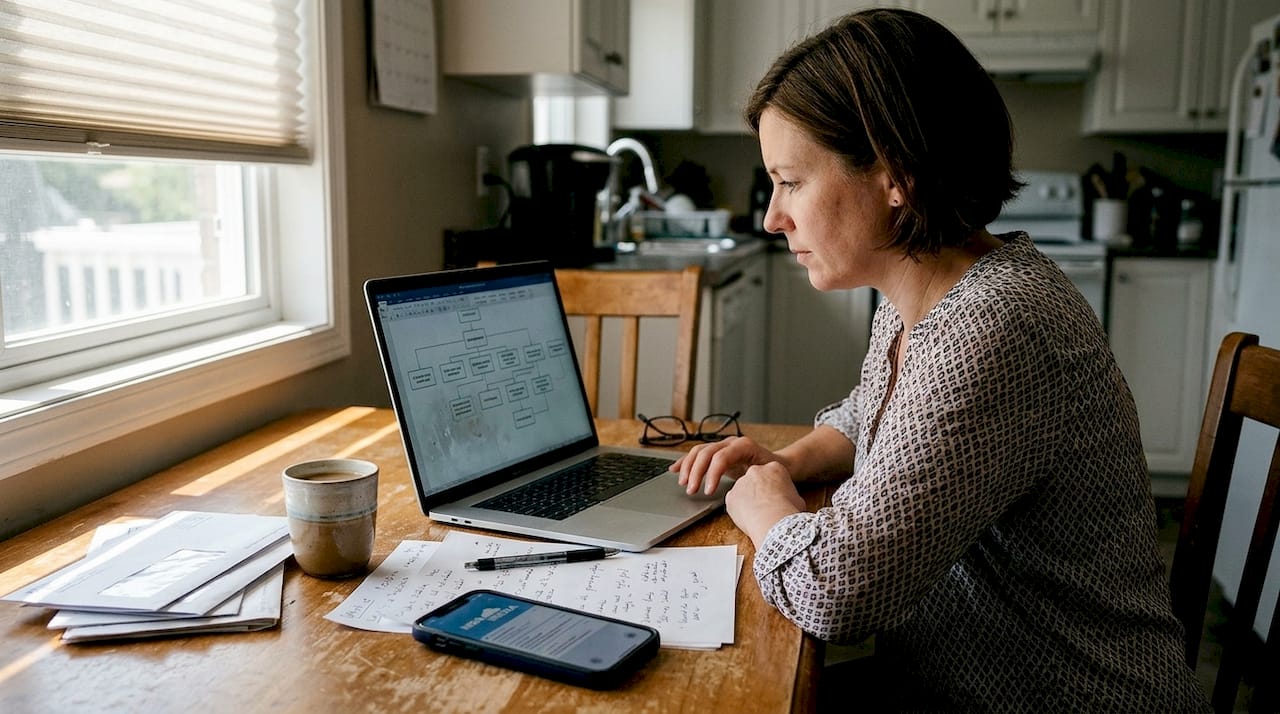 Small business owner uses marketing automation at home