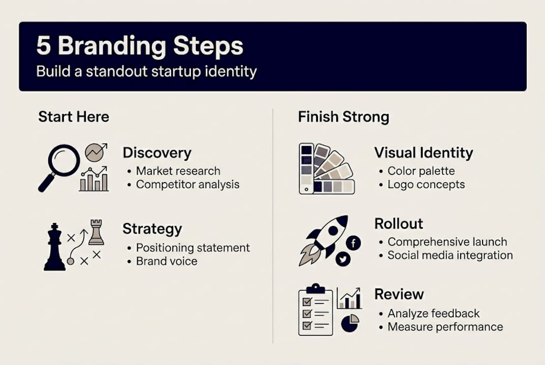 Infographic of five-step branding process