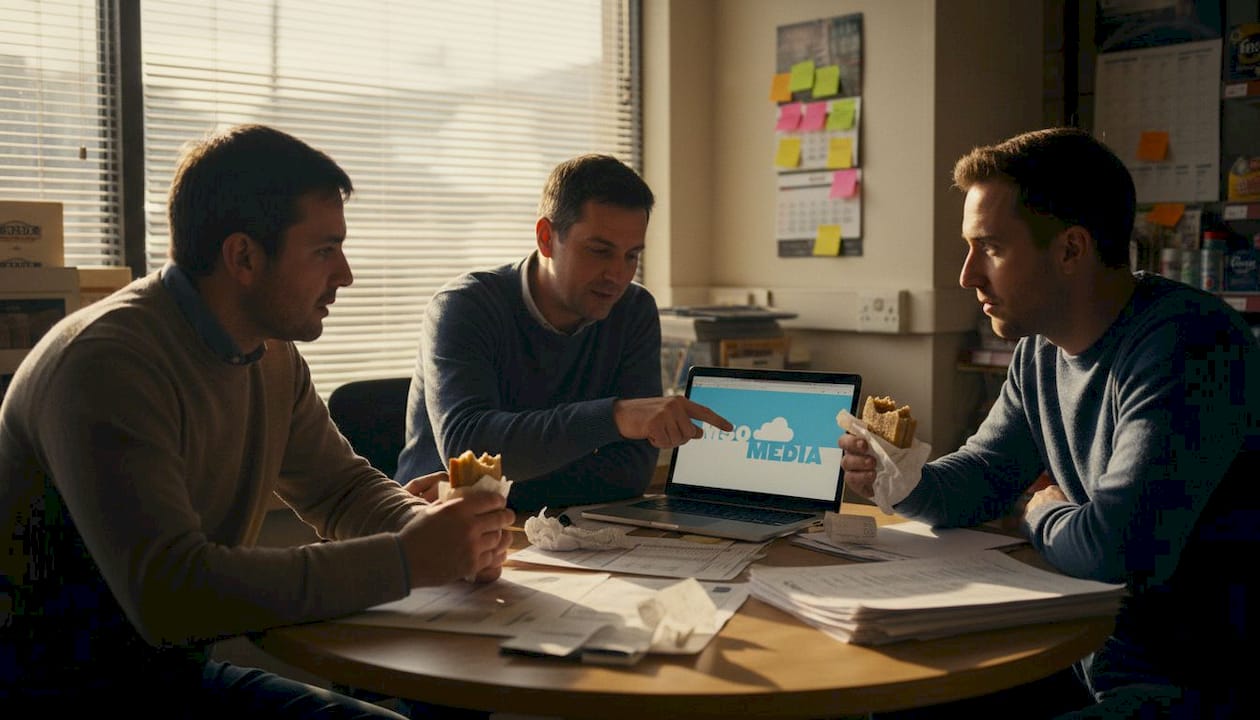 Small team discusses marketing plans