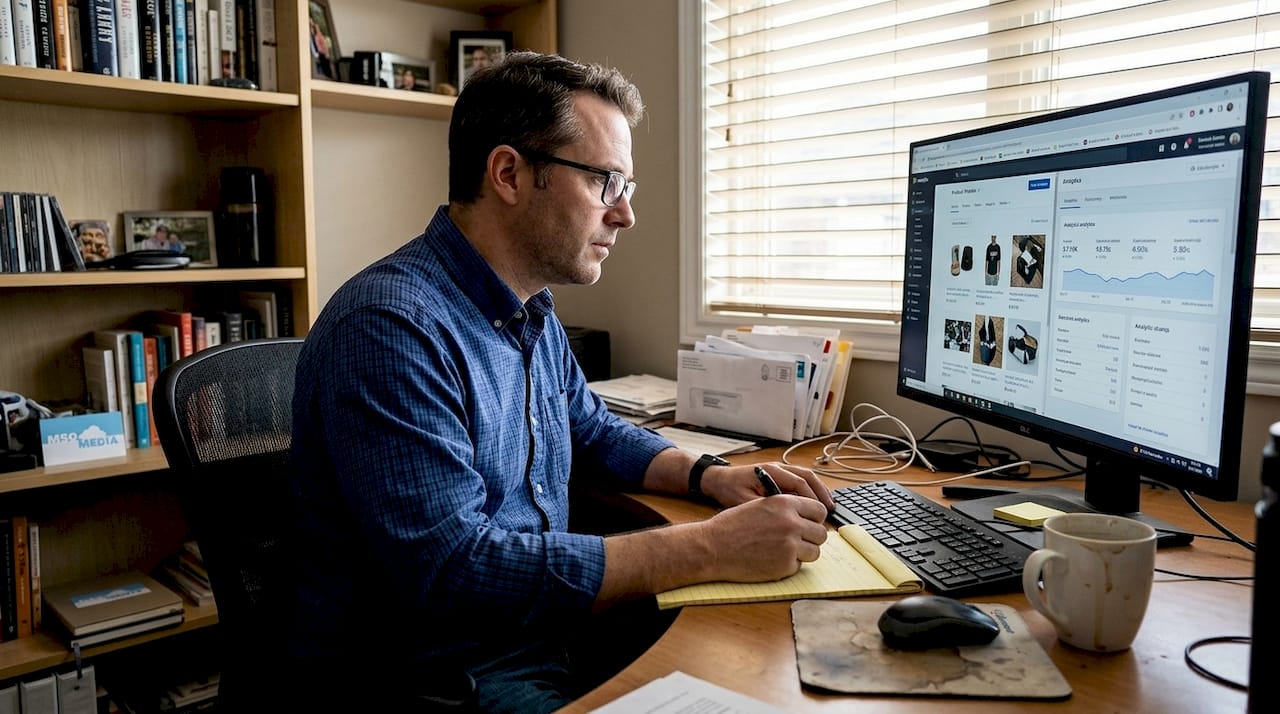 Website optimization process at desk