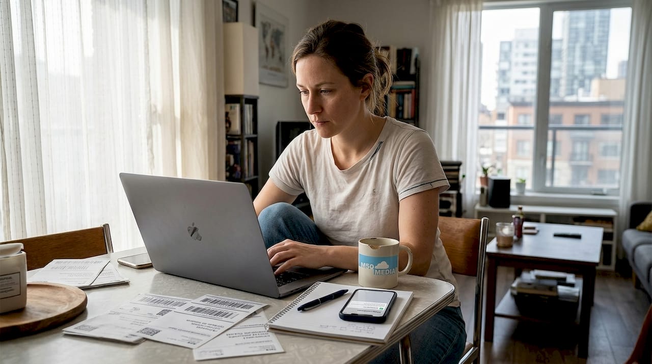 Small business owner managing online sales