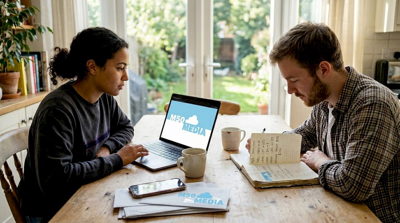 Startup founders reviewing SaaS conversion numbers