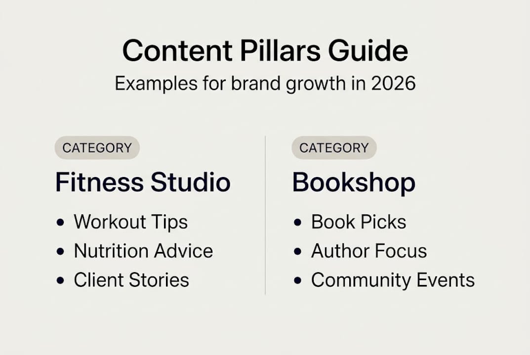 Infographic showing content pillar examples