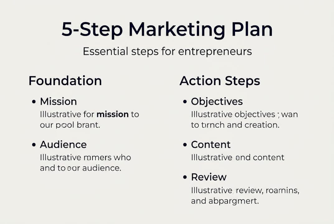 Clean infographic of 5-step marketing plan