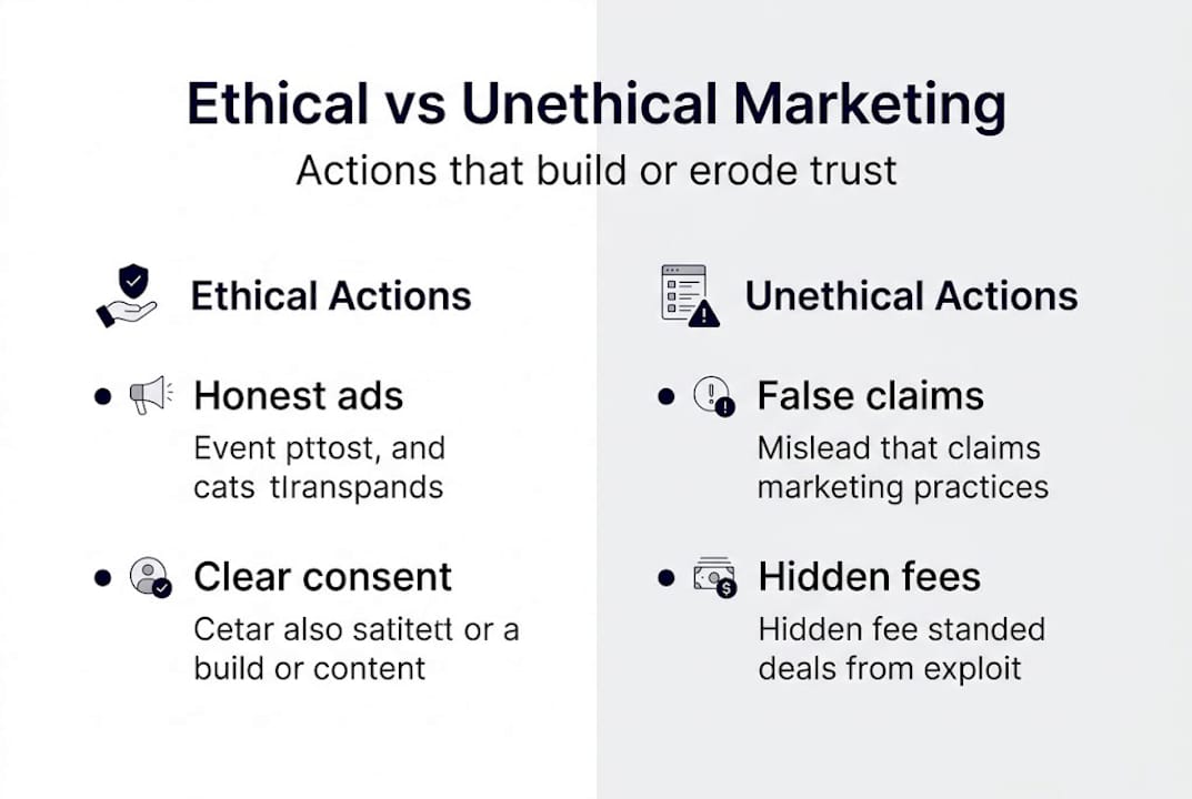 Infographic showing ethical versus unethical marketing