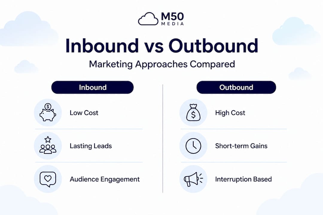 Infographic comparing inbound and outbound marketing