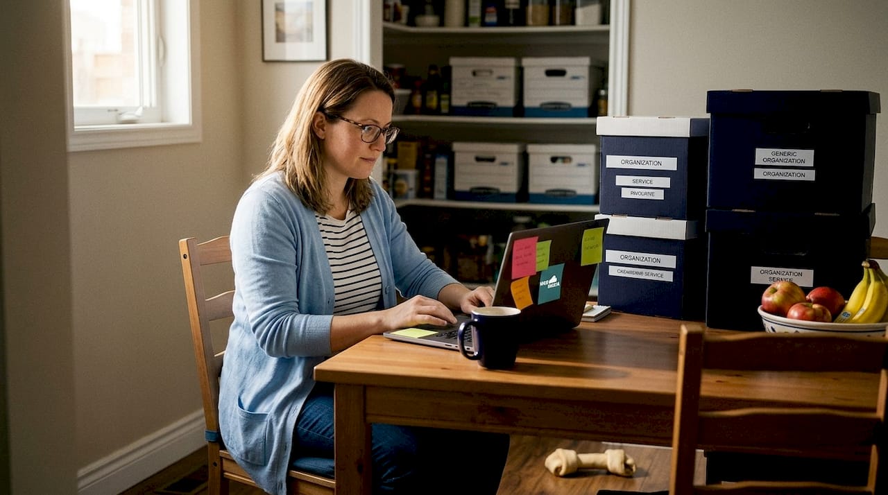 Concerned business owner reading customer reviews