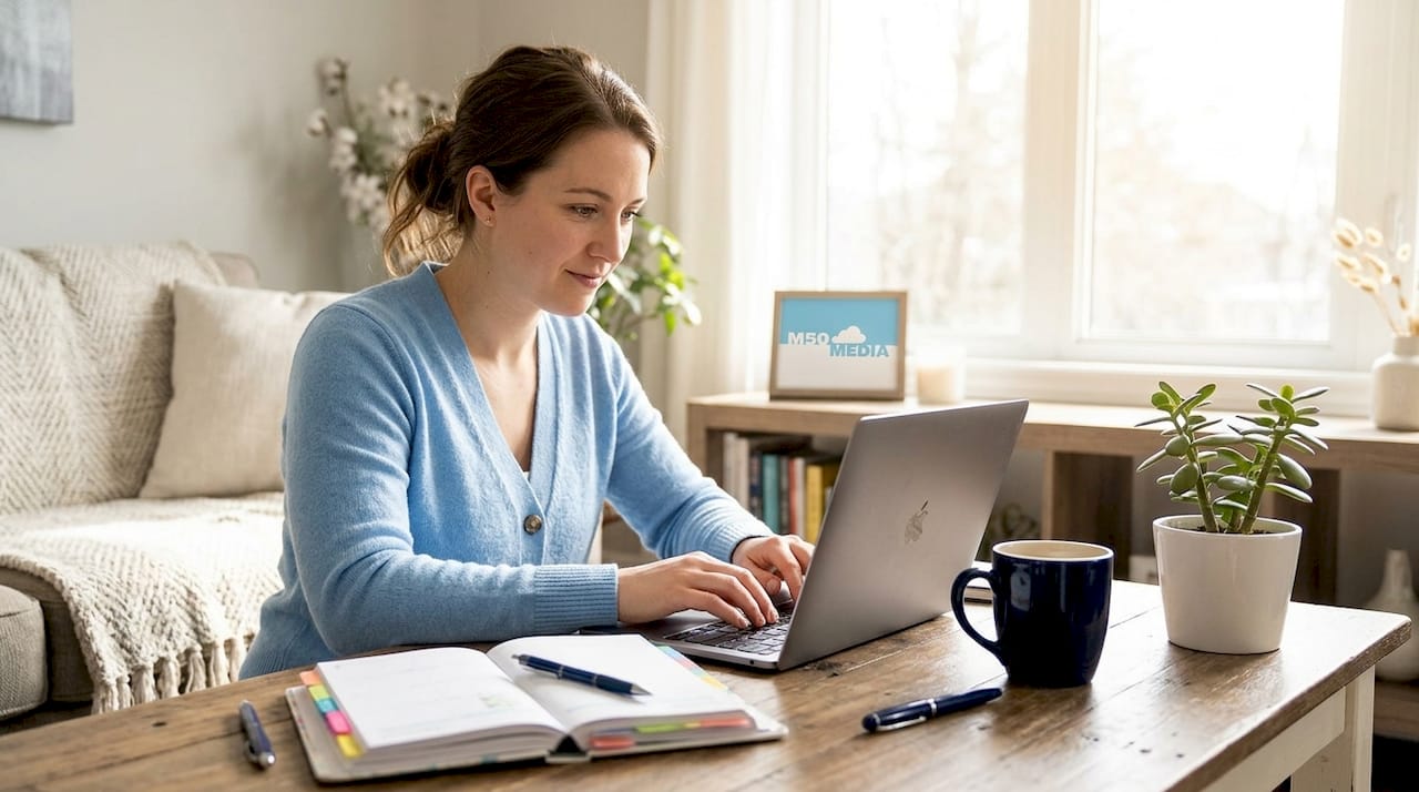 Entrepreneur working on niche marketing plan