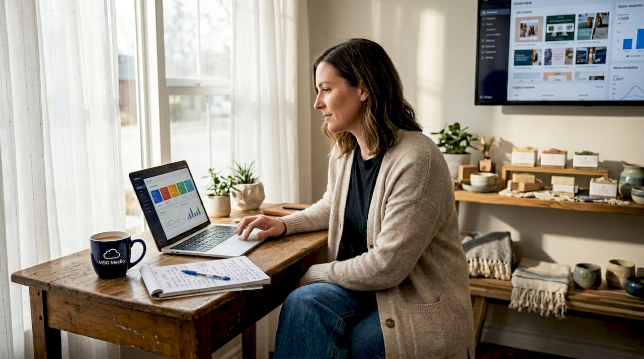 Small business owner reviews online ad results