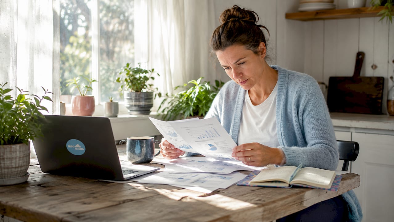 Small business owner reviewing CRM documents